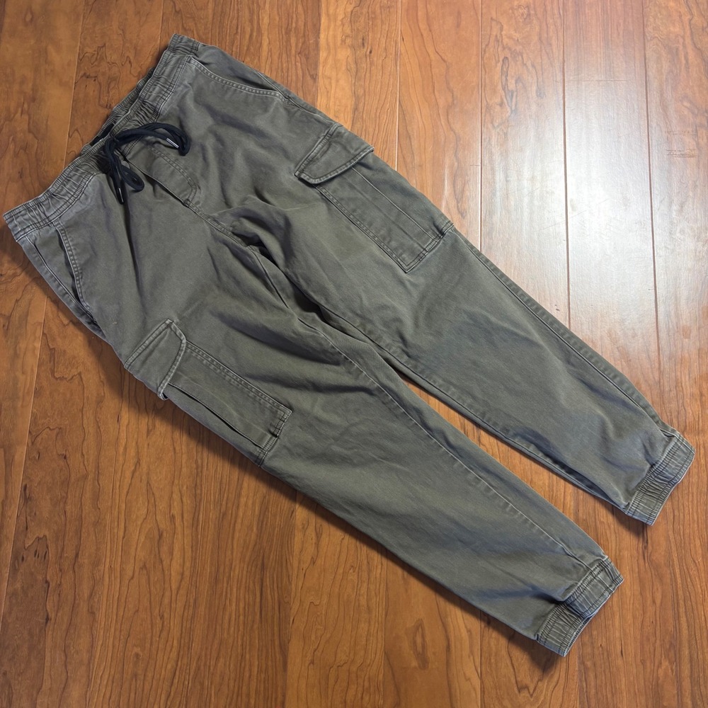 RSQ Mens Cargo Jogger Pants Olive Green Size Large Elastic Waist Drawstring